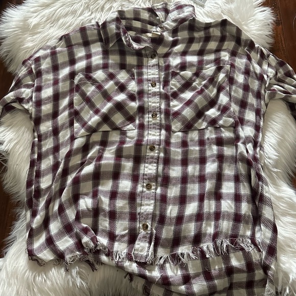 Burgundy/dark red and white flannel - Picture 1 of 2